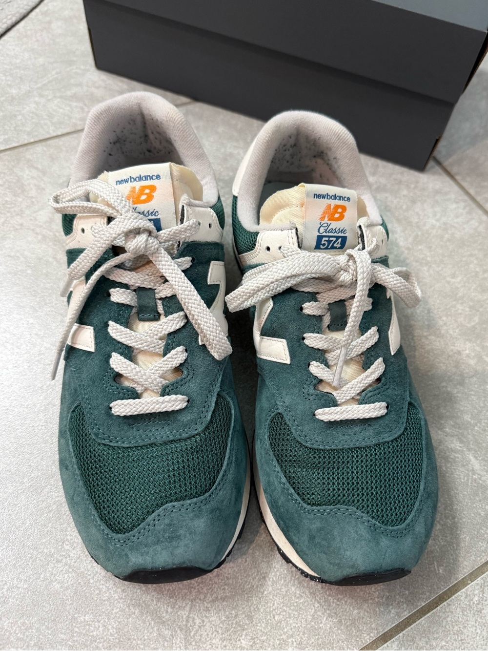New Balance Teal/Green and Cream 574 Retro Suede Runner